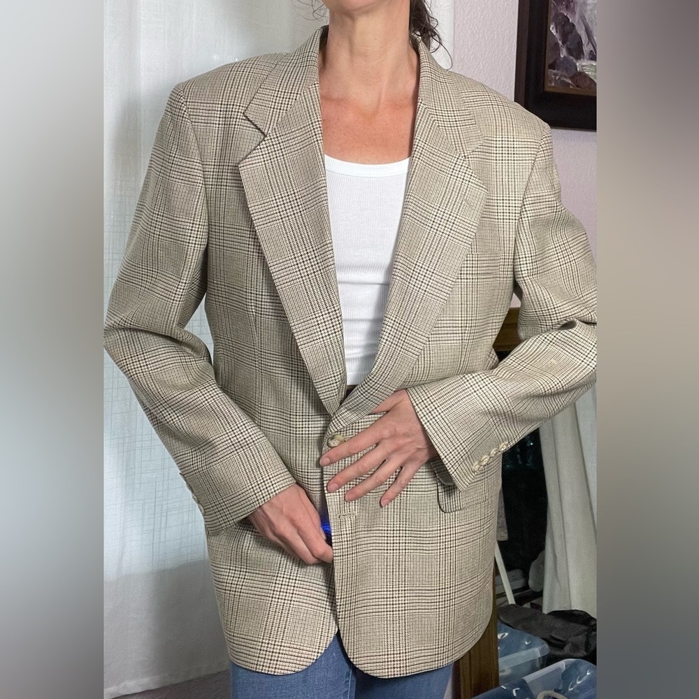 Vtg Wool Men’s Blazer Herringbone Robert Stock - Picture 13 of 15